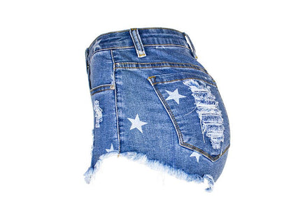 American Flag Fringed Denim Shorts