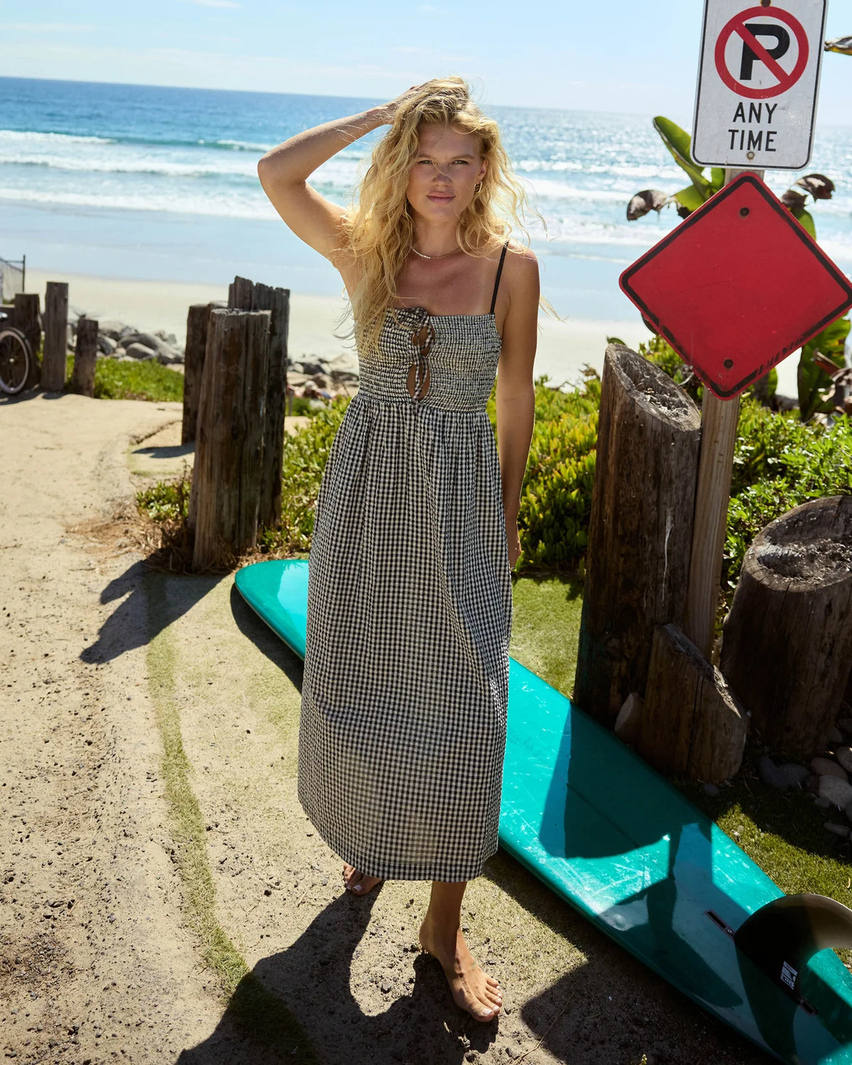 Beach Check Midi Dress
