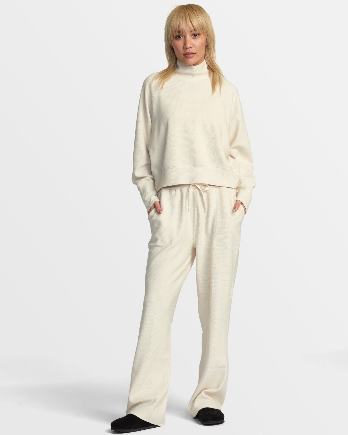 Sofie Waffle Mock Neck Top