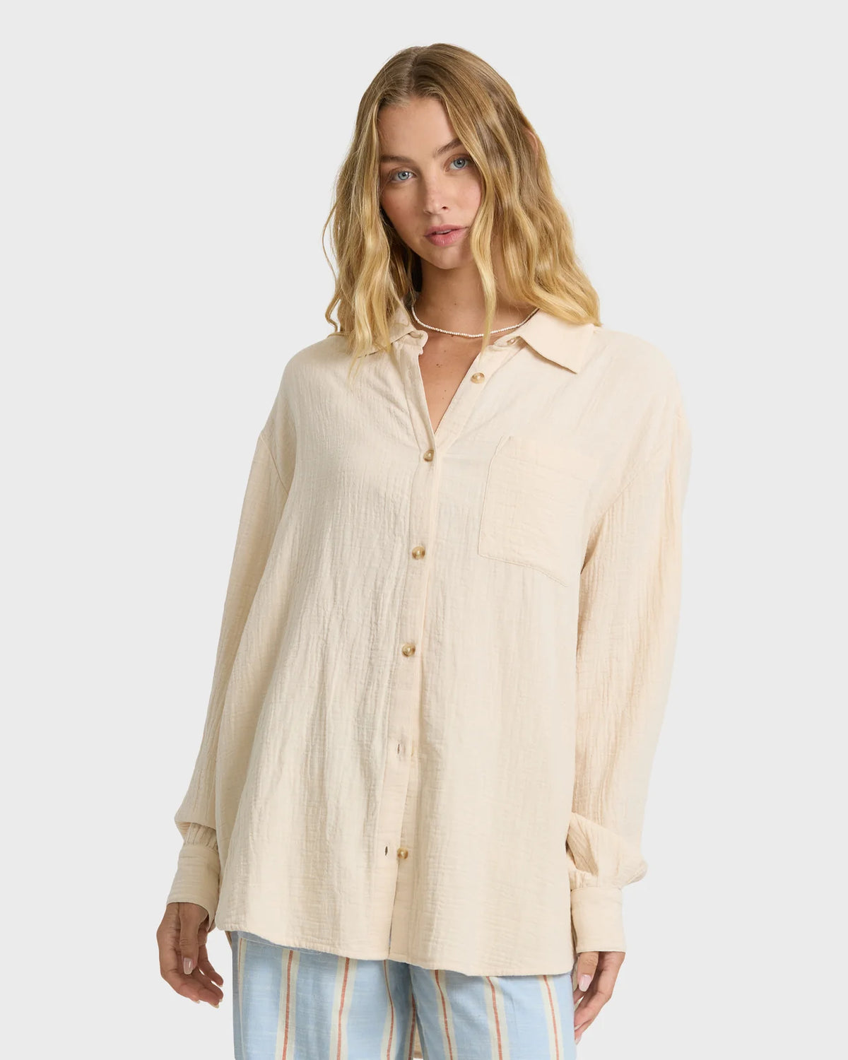 Wanderer Long Sleeve Woven Button Up Shirt