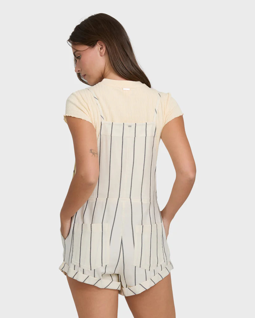 Wild Pursuit short overall in White Cap — back view, Billabong