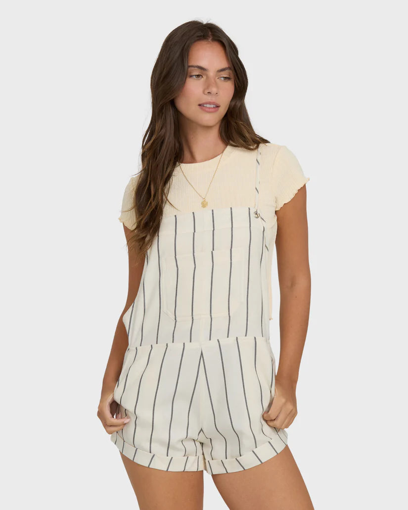Wild Pursuit short overall in White Cap — front view, Billabong