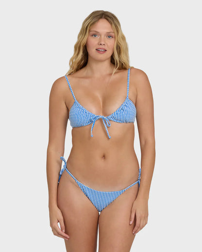 Mini Wave Check Tie-Side Tanga Bikini Bottom
