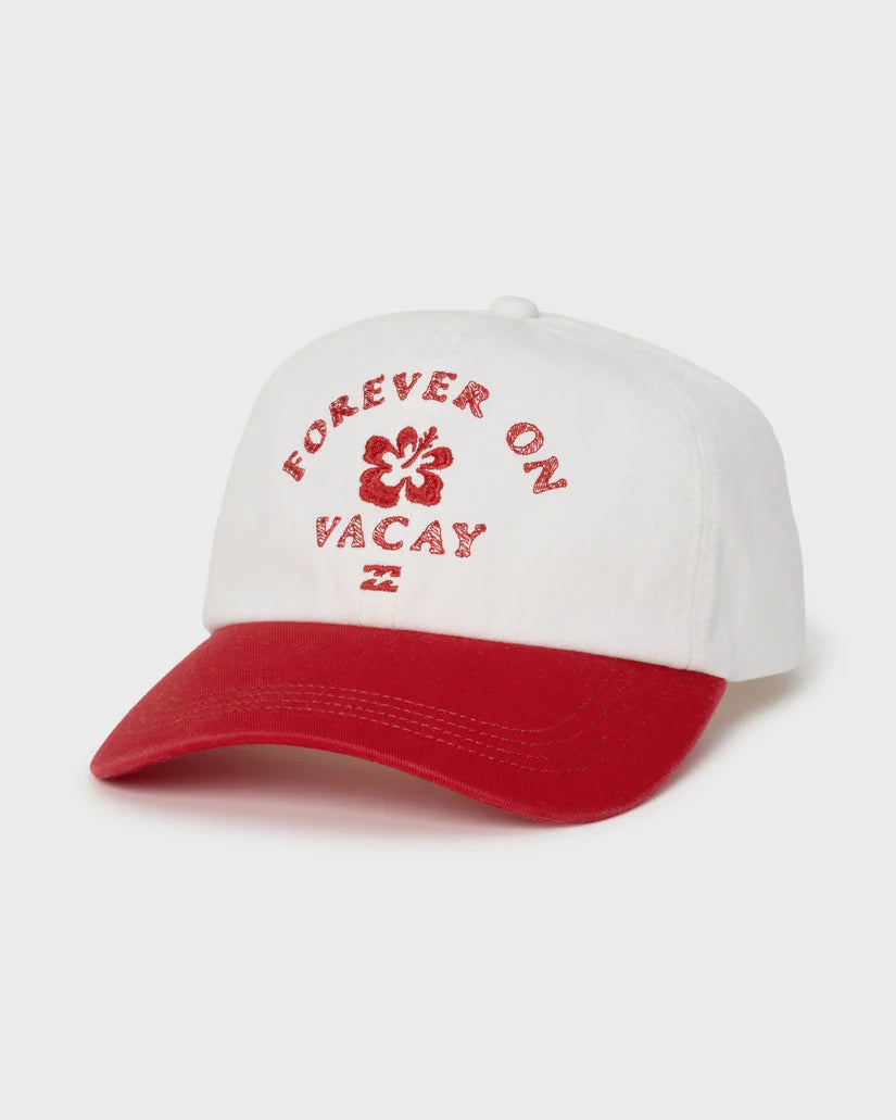 Dad cap in Fiesta Red — flat front view, Billabong