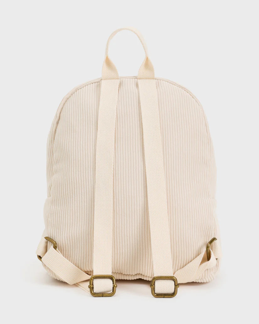 Mini Mama mini backpack in White Cap floral — back view, Billabong