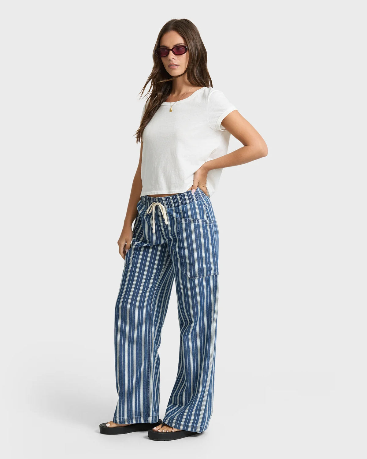 Zonte Elastic Waist Saltwashed Denim Pants