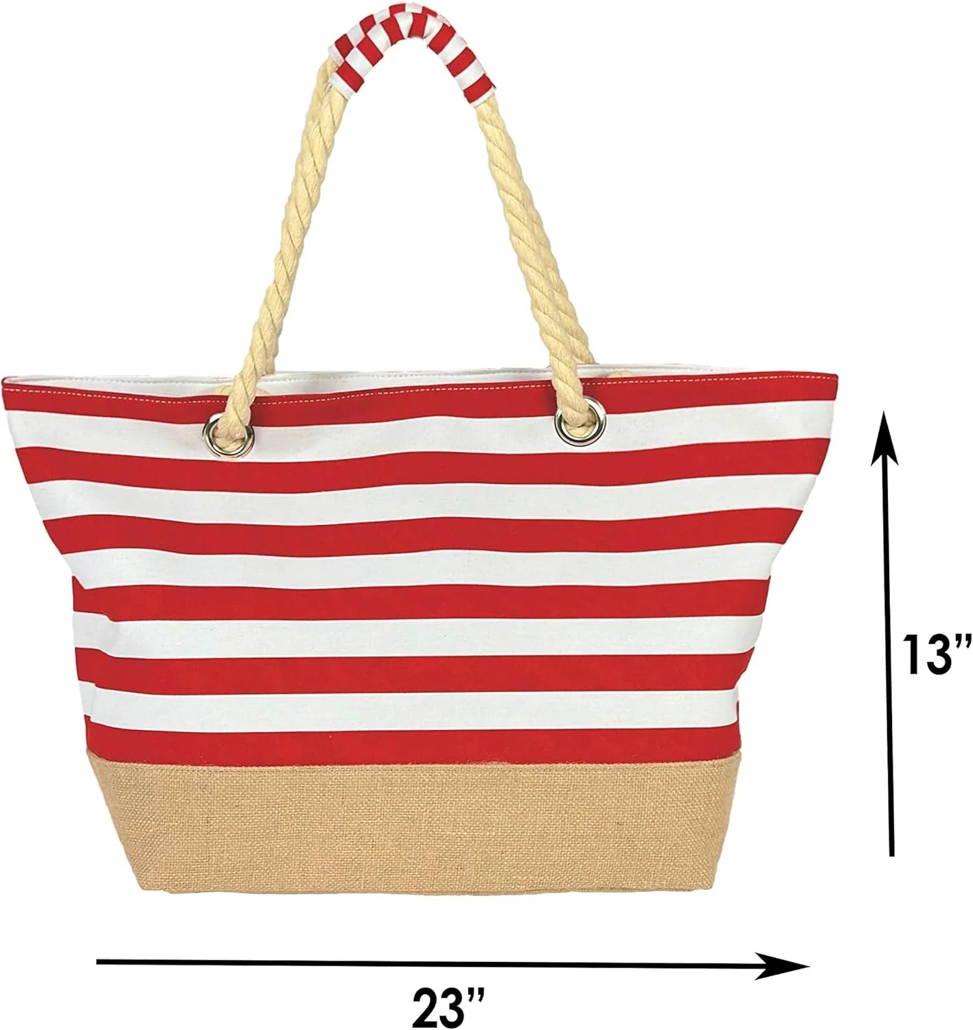 Canvas striped beach bag