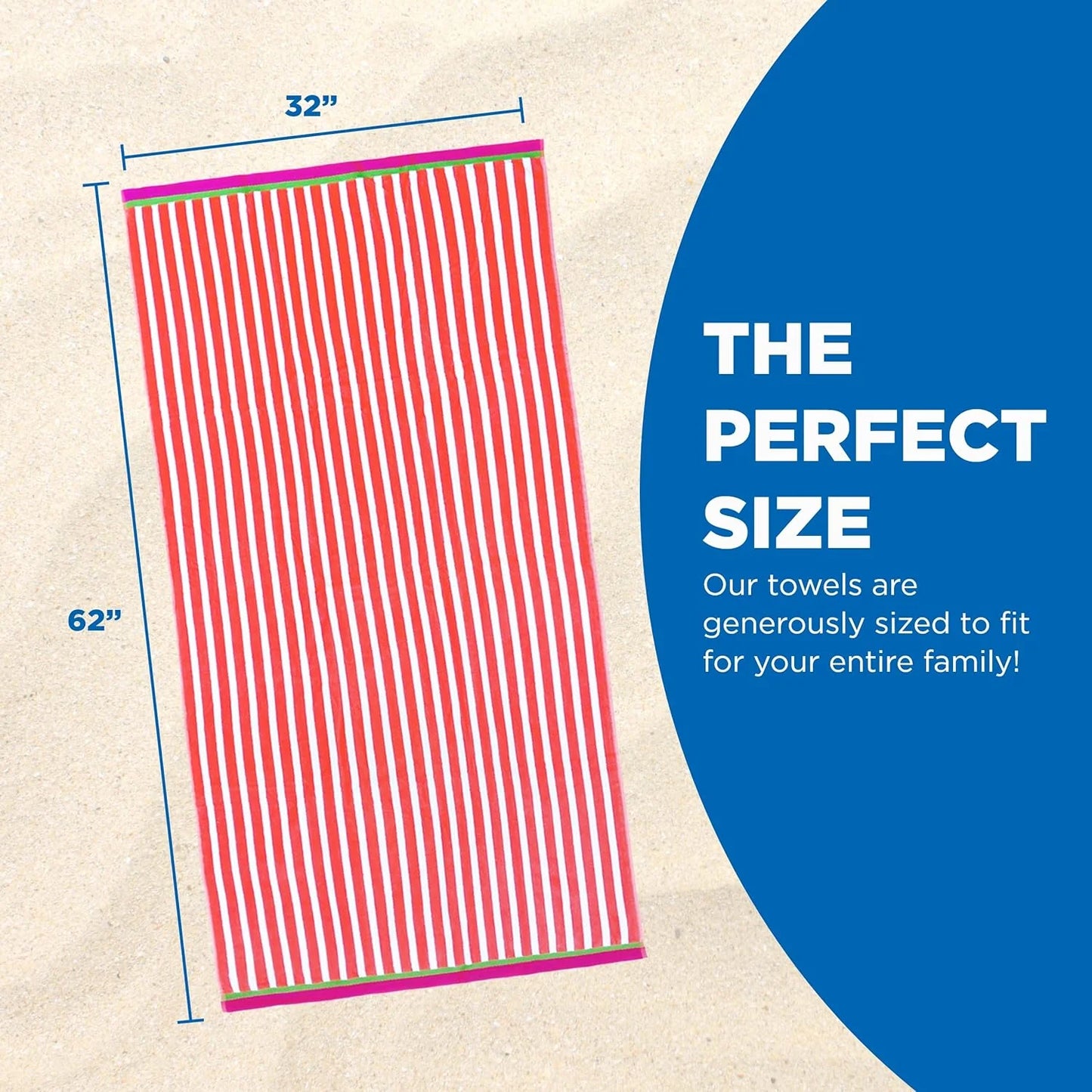 Embroidered racing stripe beach towel