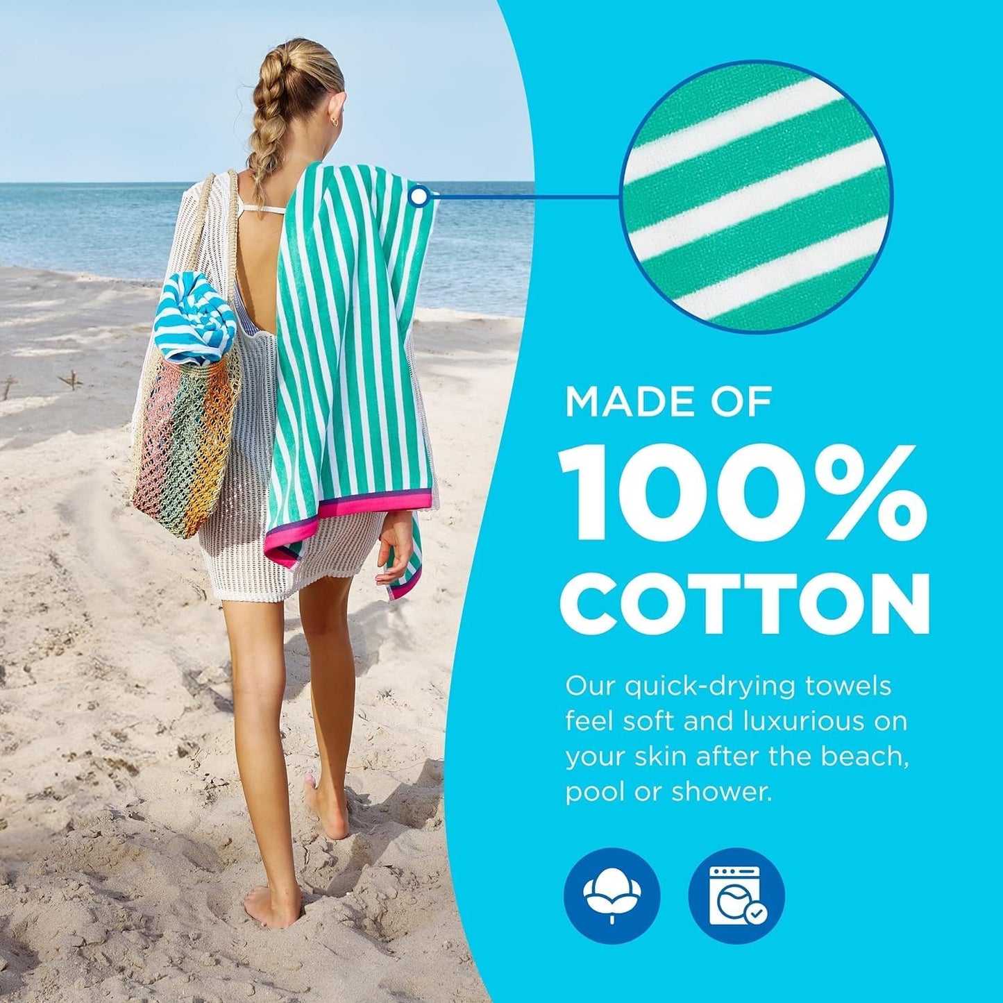Embroidered racing stripe beach towel