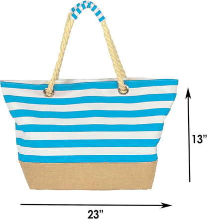 Canvas striped beach bag