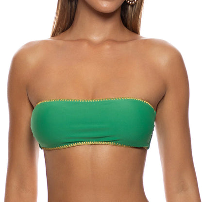 Luli Chic Luxe Stitch free form bandeau bikini top by Luli Fama