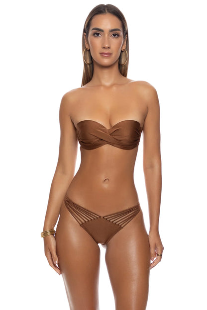 Cosita Buena Strappy Brazilian Ruched Back Bikini Bottom