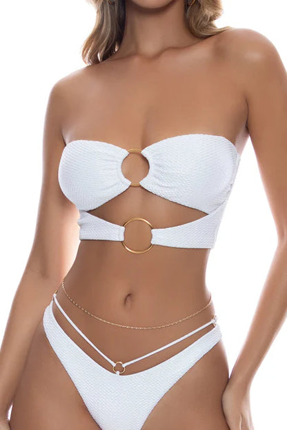 Luminous Double Loop Bandeau Bikini Crop Top