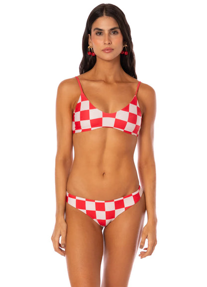 Cherry Checker Flirt Low Rise Thin Side Bikini Bottom