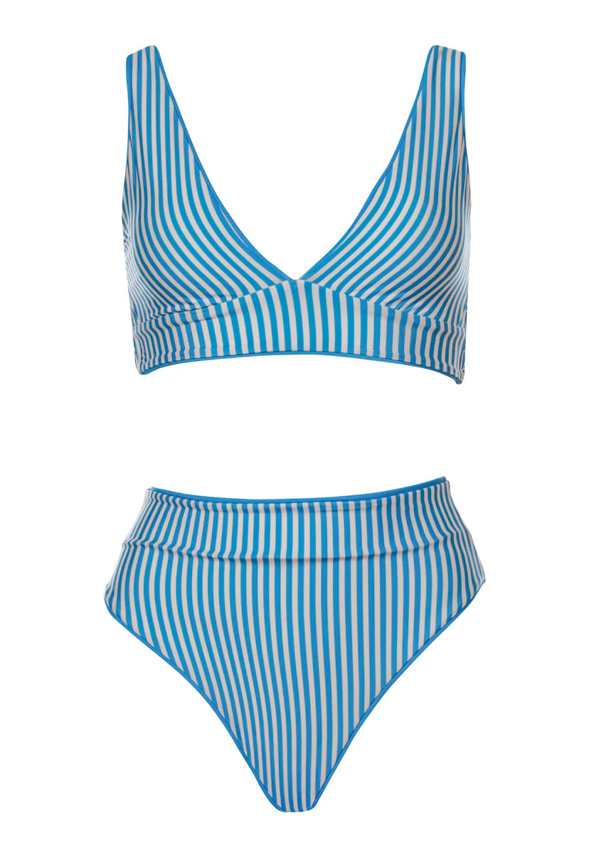 Blue Allure Long Line Triangle Bikini Top