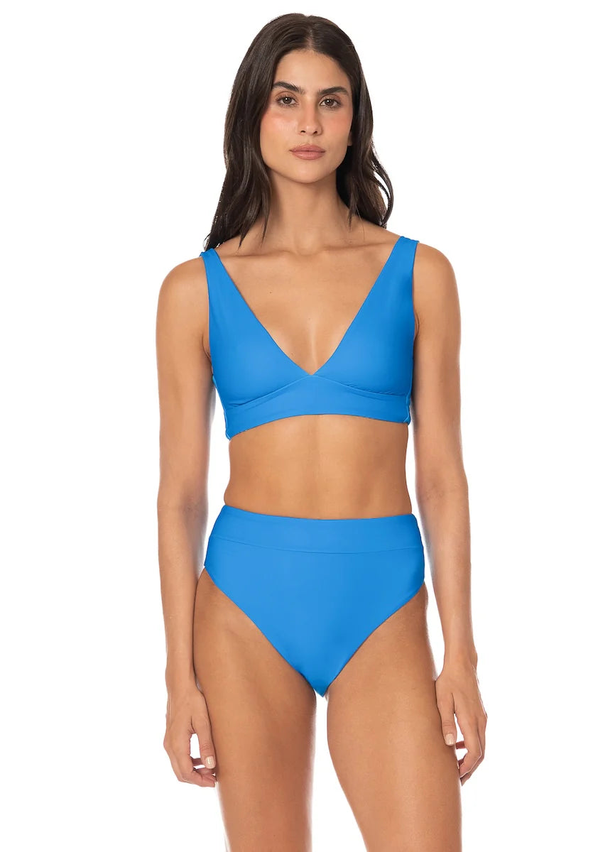 Blue Allure Long Line Triangle Bikini Top