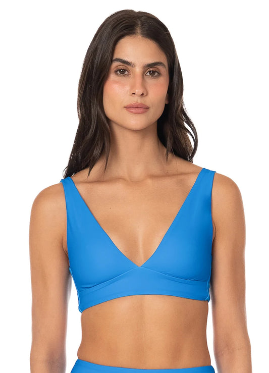 Blue Allure Long Line Triangle Bikini Top