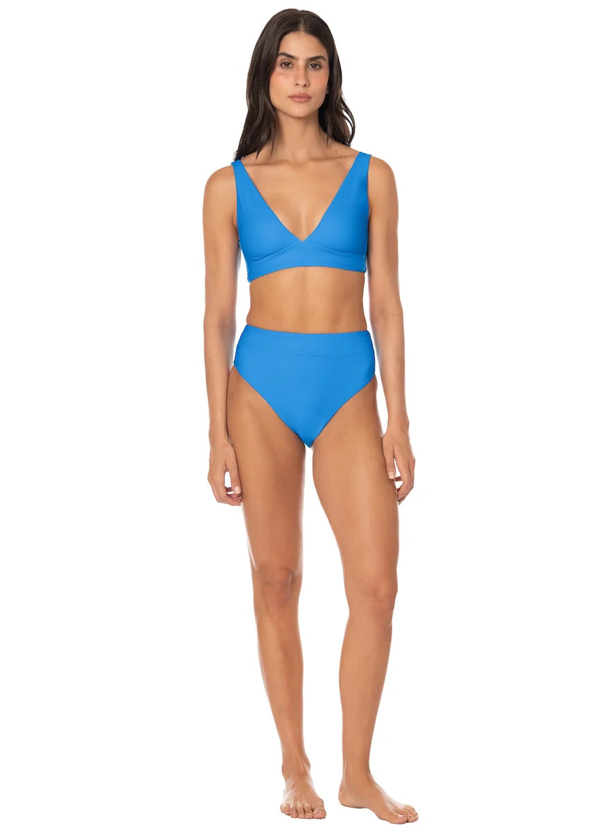 Blue Allure Long Line Triangle Bikini Top