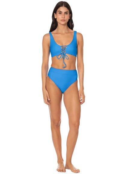 Blue Allure Long Line Triangle Bikini Top