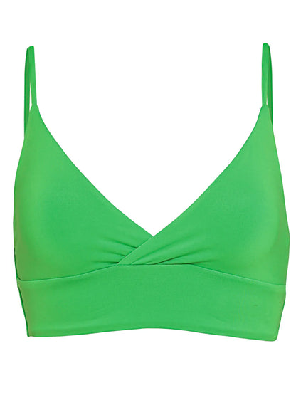 Emerald Brocade Criss Cross Triangle Bikini Top