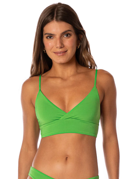 Emerald Brocade Criss Cross Triangle Bikini Top