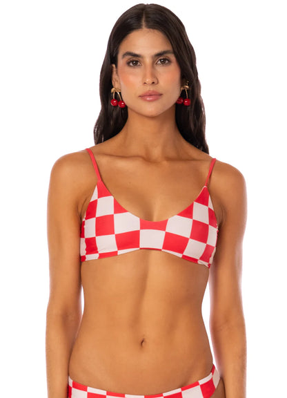 Cherry Checker Liberties Classic Bralette Bikini Top