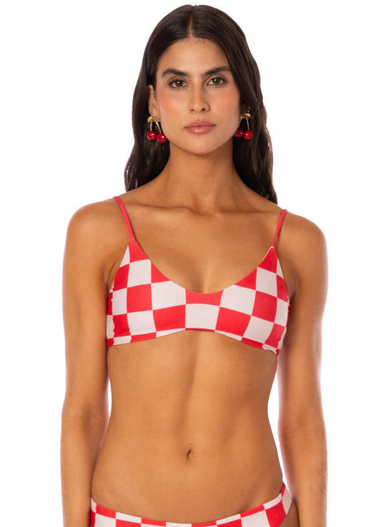 Cherry Checker Liberties Classic Bralette Bikini Top
