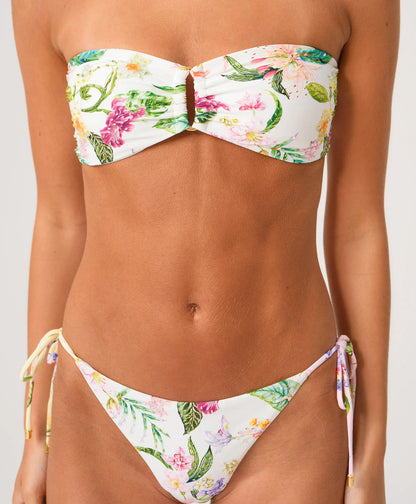 Paradise Bloom Embroidered Teeny Tie Side Bikini Bottom