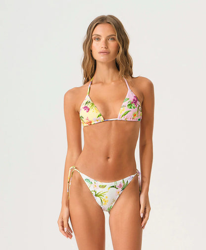 Paradise Bloom Embroidered Triangle Bikini Top