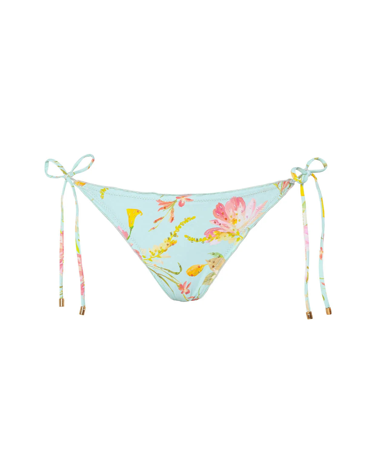 Petal Embroidered Lettuce Edge Tie Side Bikini Bottom