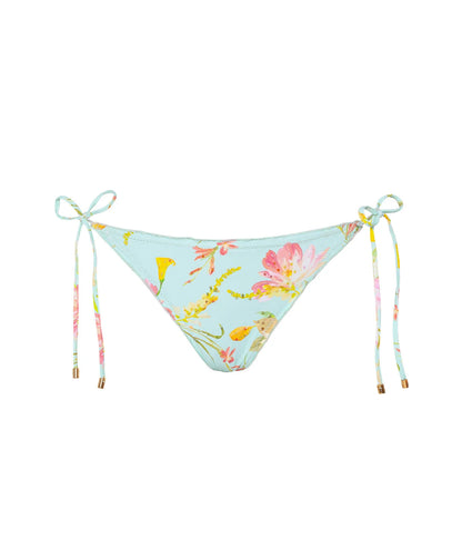 Petal Embroidered Lettuce Edge Tie Side Bikini Bottom