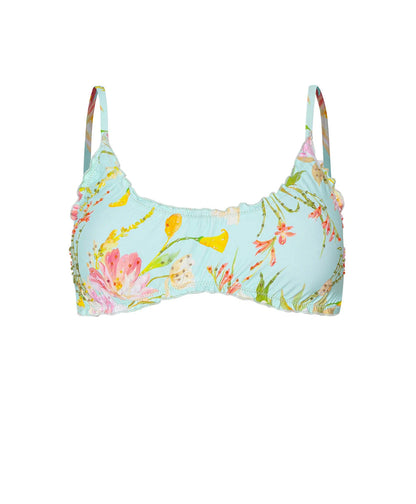 Petal Embroidered Lettuce Edge Bralette Bikini Top