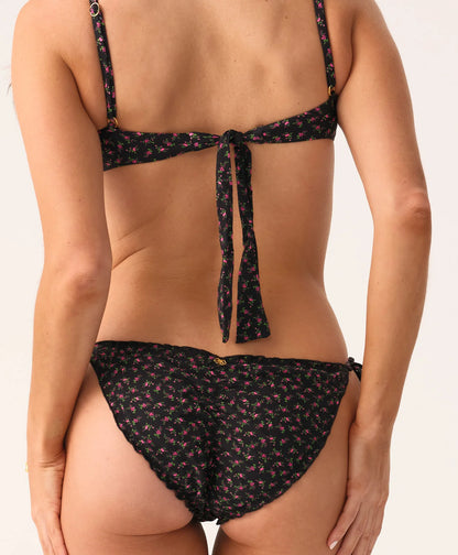 Rosebud Embroidered Lettuce Edge Underwire Bikini Top