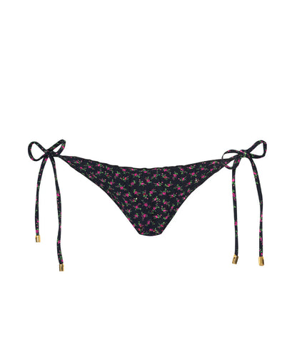 Rosebud Embroidered Lettuce Edge Tie Side Bikini Bottom