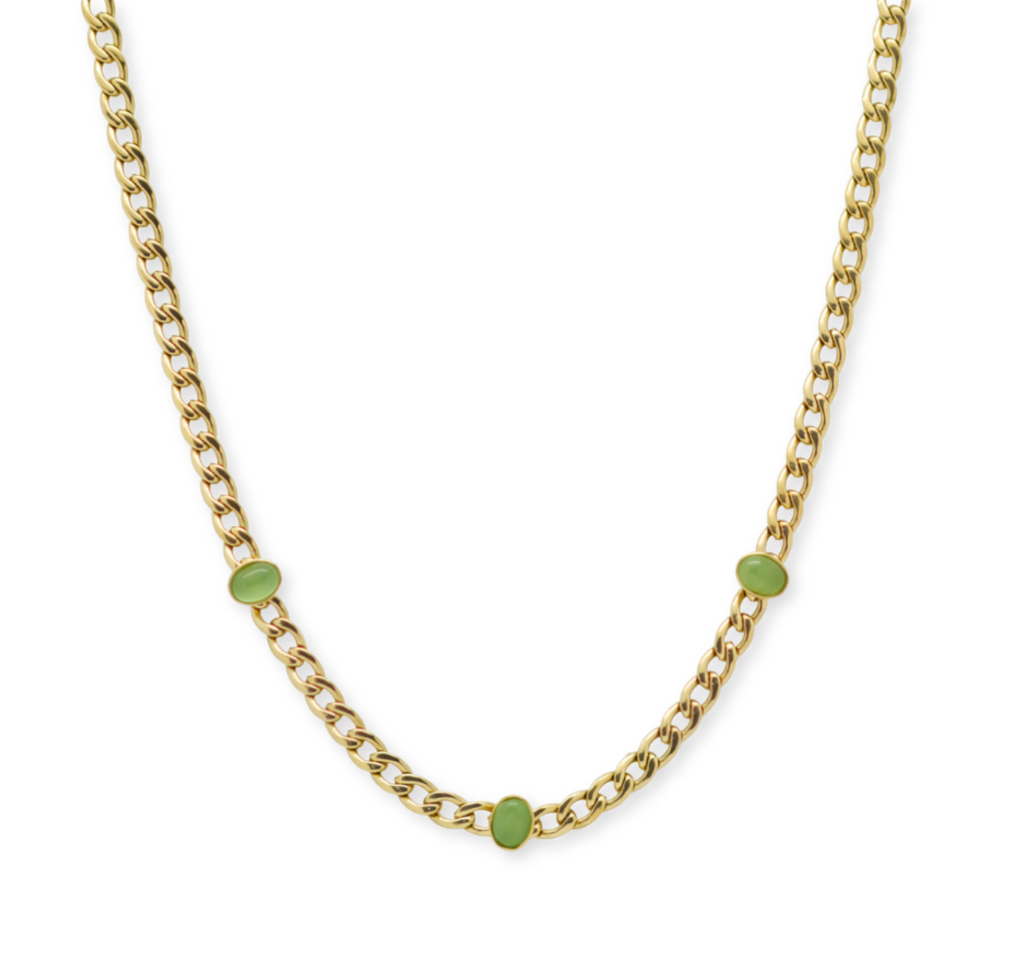 Cuban Chain with Green Gemstones