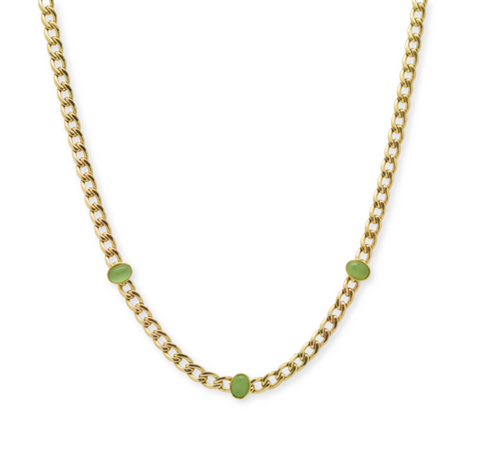 Cuban Chain with Green Gemstones