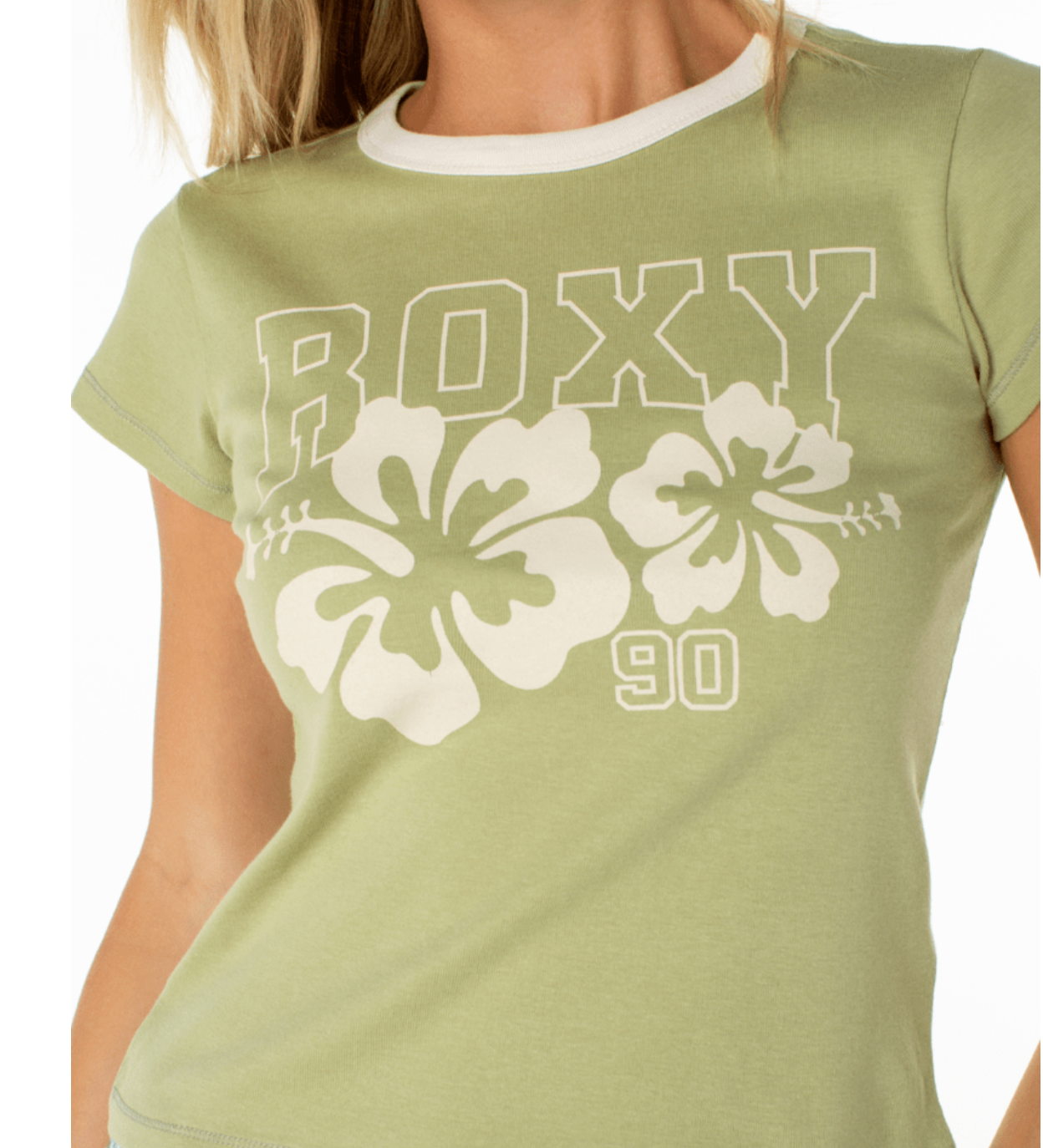 Genuine Hibiscus 90s baby tee ringer by Roxy