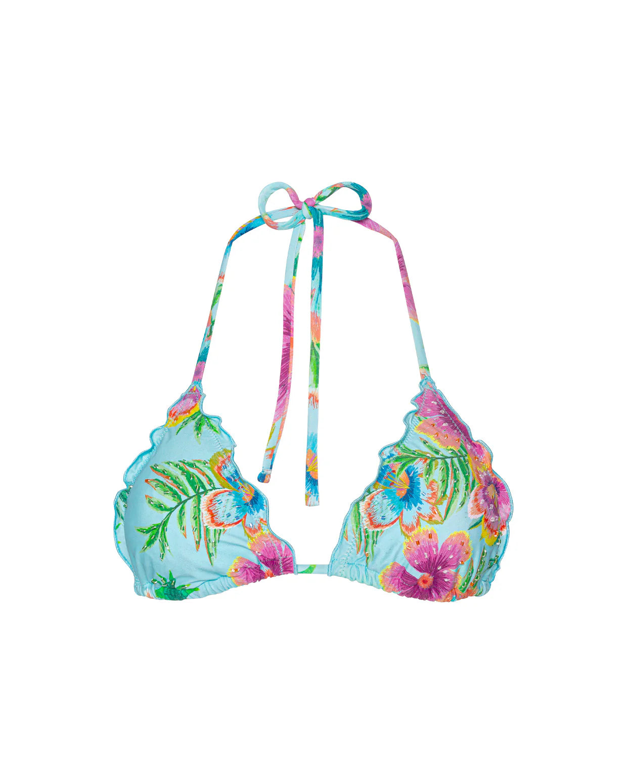 Solana embroidered lettuce edge triangle bikini top by PQ Swim