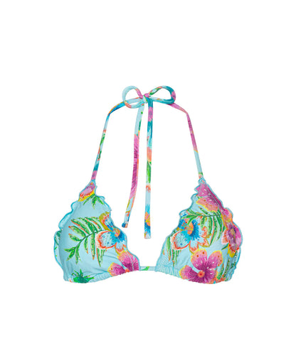 Solana embroidered lettuce edge triangle bikini top by PQ Swim