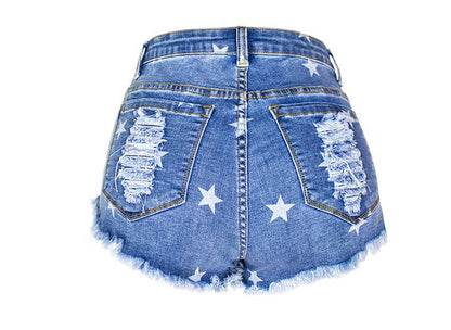 American Flag Fringed Denim Shorts