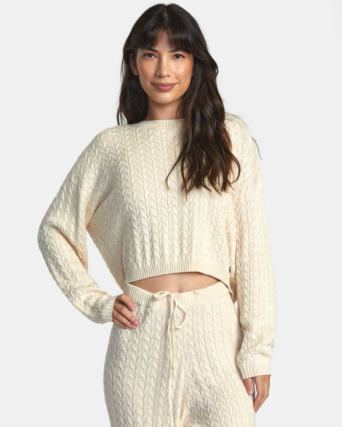Soft Cable Knit Cropped Sweater