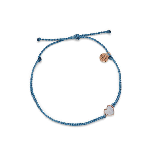 Heart of Pearl anklet in dusty blue with rose gold pearl charm
