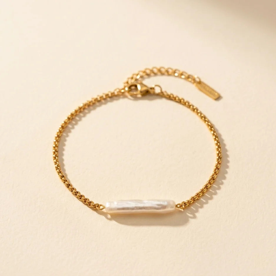 Halo Pearl Bar Bracelet