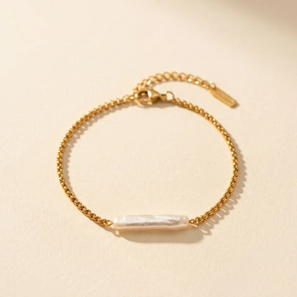 Halo Pearl Bar Bracelet