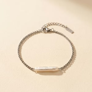 Halo Pearl Bar Bracelet