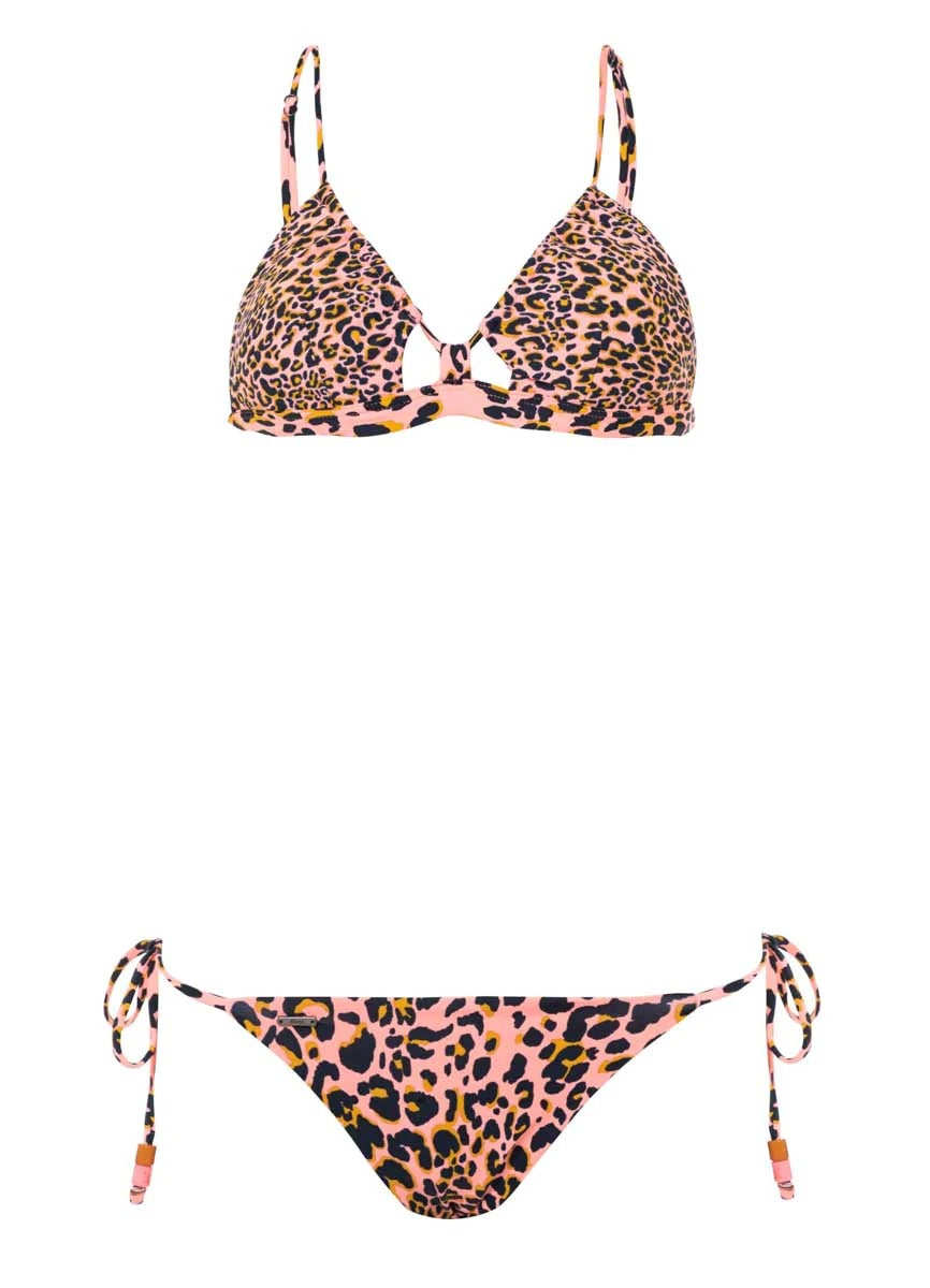 Coral Panther Sunning Tie Side Bikini Bottom
