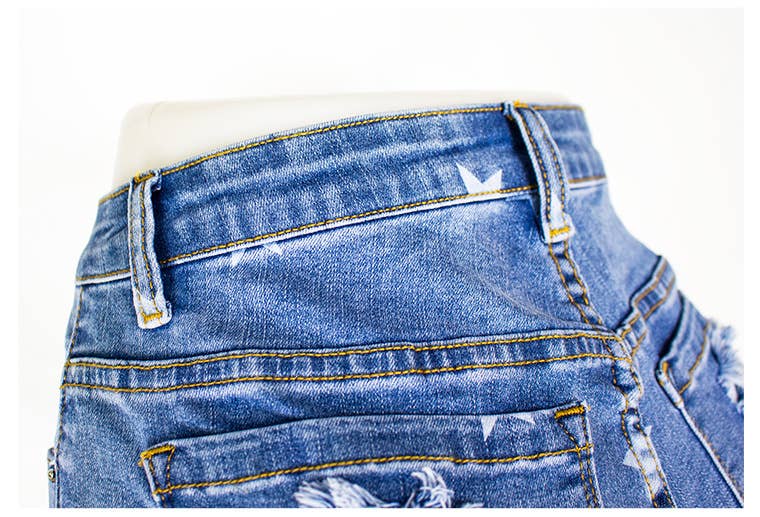 American Flag Fringed Denim Shorts
