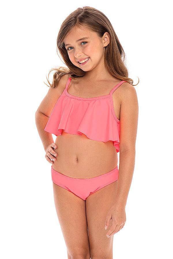 Girls Beach Babe Flounce Top Bikini Set