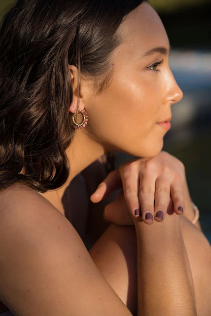 Pismo Mini Hoop Salty Stone Earrings