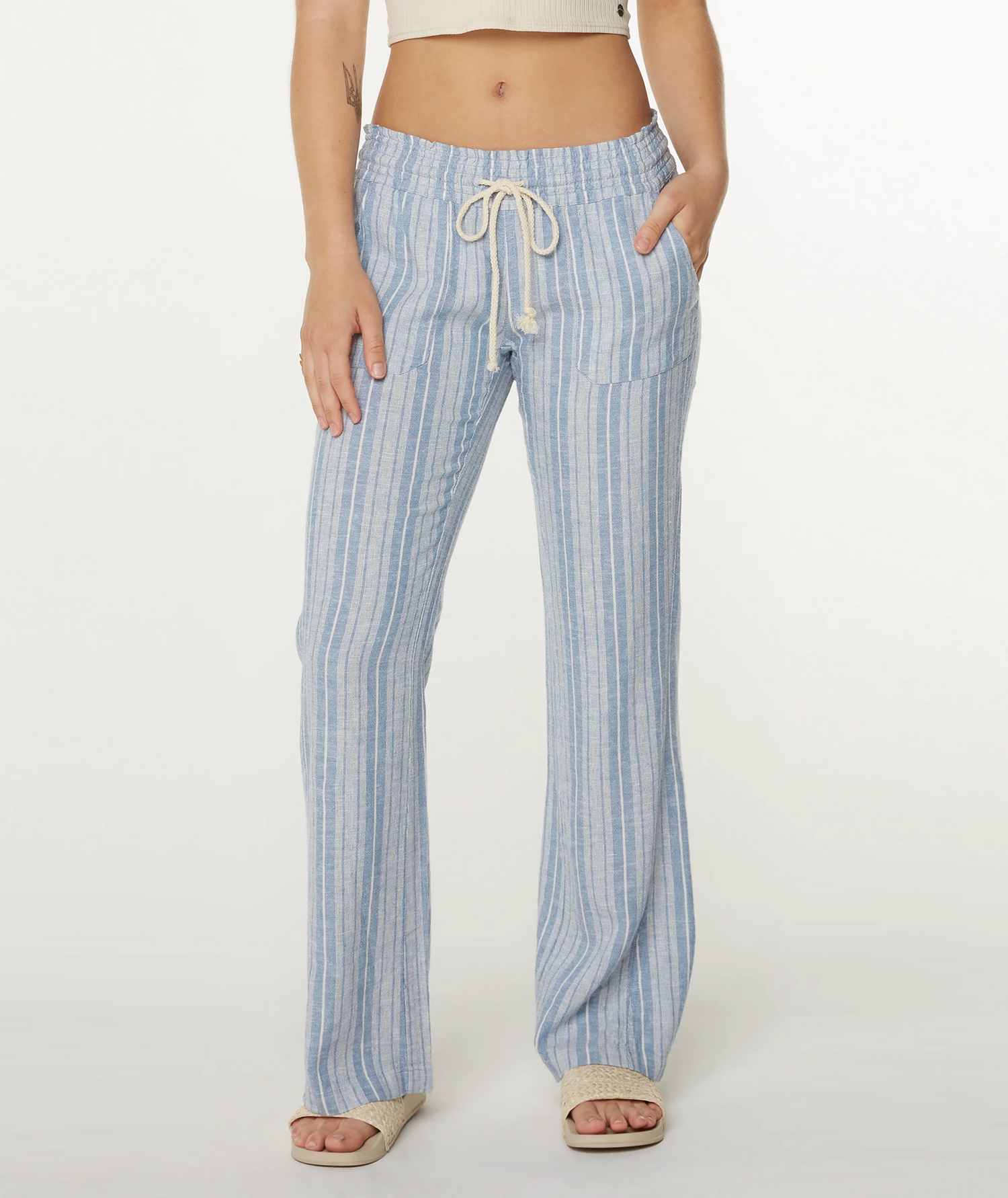 Oceanside flared beach pants in Black — front view, Roxy